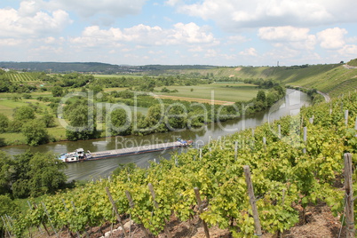 Flussschleife Neckar bei Mundelsheim, Deutschland.