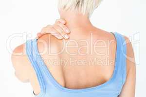 Casual woman with neck pain