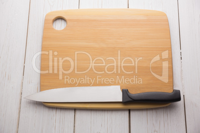 Chopping board with large knife