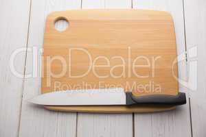 Chopping board with large knife