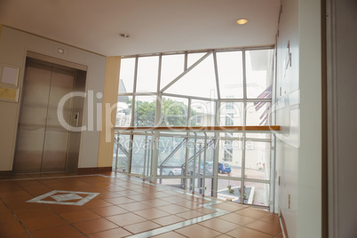 Foyer area with elevator