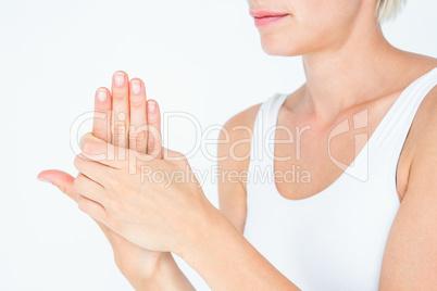 Woman suffering from hand pain