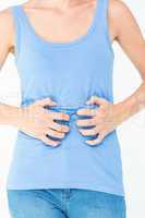 Woman suffering from stomach pain