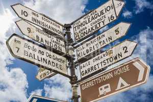 Signpost for places in cork Ireland