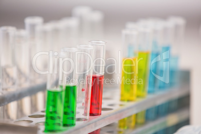 Test tubes with colorful fluid inside