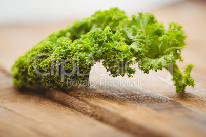 Curly parsley on wooden board