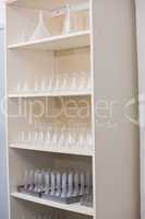 Storage unit with test tubes and beakers