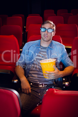 Young man watching a 3d film