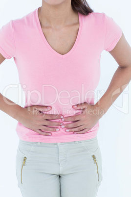 Woman suffering from stomach ache