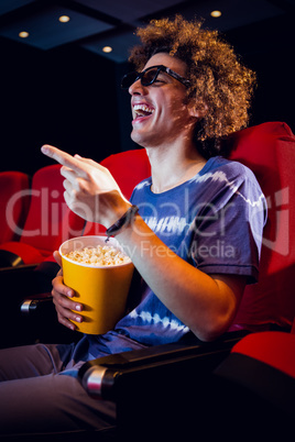 Young man watching a 3d film