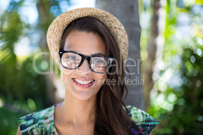 Smiling beautiful brunette looking at camera