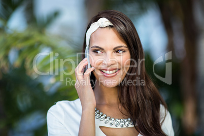 Beautiful brunette on the phone