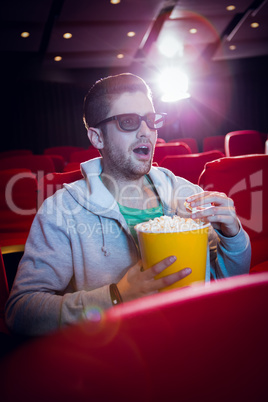 Young man watching a 3d film