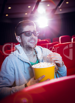 Young man watching a 3d film