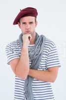 French guy with beret looking at camera