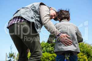 Father and son on a bike ride