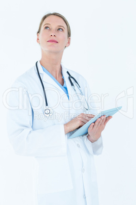 Doctor using tablet pc