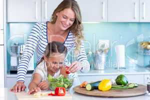 Happy family preparing lunch together