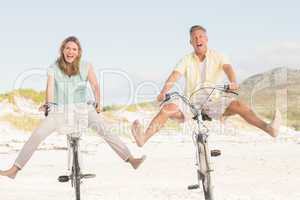 Happy couple on a bike ride