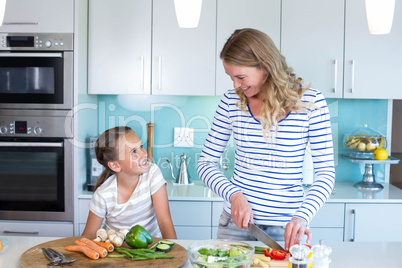 Happy family preparing lunch together