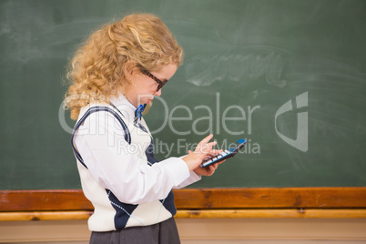 Pupil using calculator