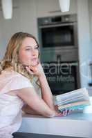 Pretty blonde reading a book