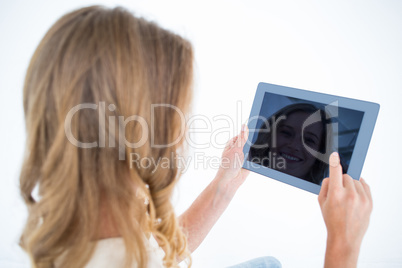 Woman using tablet pc