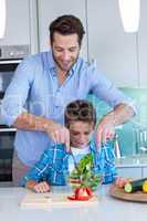 Happy family preparing lunch together