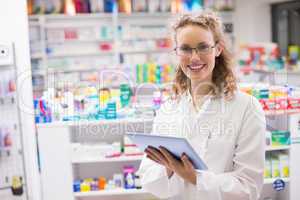 Pharmacist using tablet pc