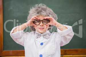 Pupil wearing peruke and eyeglasses