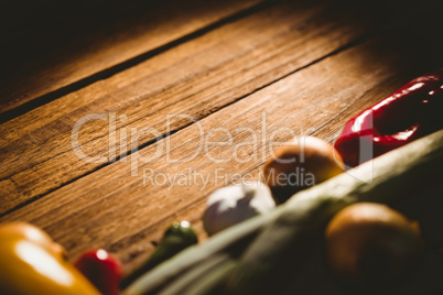 Vegetables laid out on table