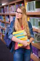 Pretty student in the library