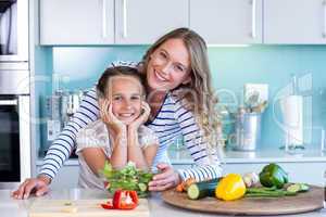 Happy family preparing lunch together