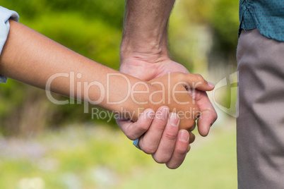 Father and son holding hands