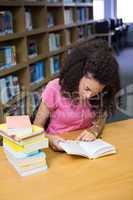 Pretty student studying in the library