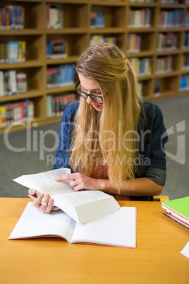 Student studying in the library