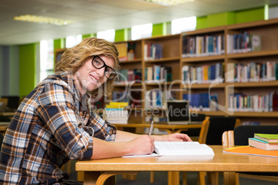 Student studying in the library