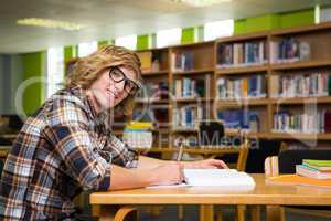 Student studying in the library