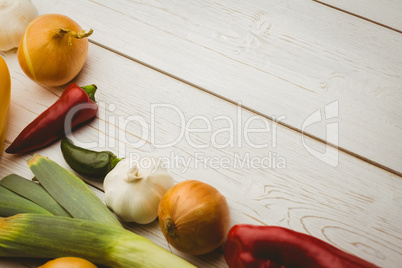 Vegetables laid out on table