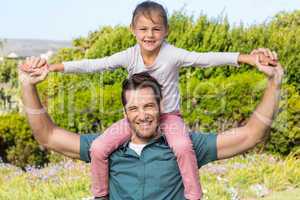 Father and daughter having fun