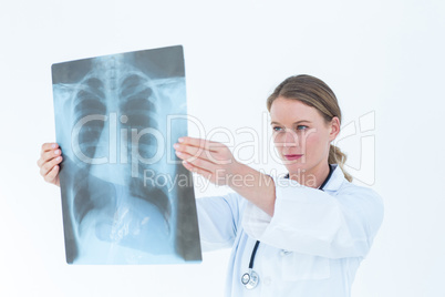 Focused doctor looking at xray