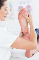 Man having feet massage