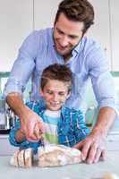 Happy family preparing lunch together