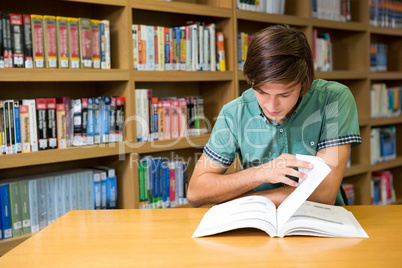 Student sitting in library reading