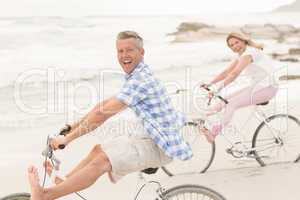 Casual couple on a bike ride