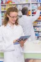 Pharmacist using tablet pc