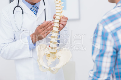 Doctor showing anatomical spine to his patient