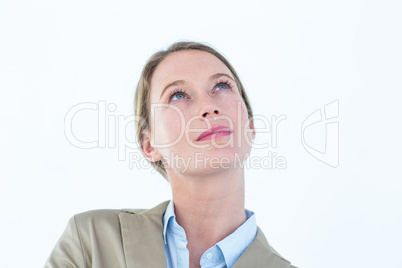 Thoughtful businesswoman in suit