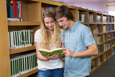 Students reading together in the library