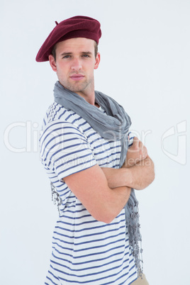 French guy with beret looking at camera